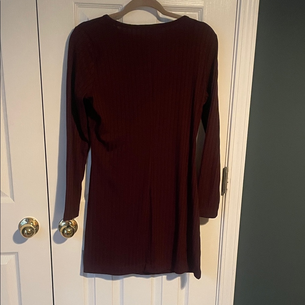 LOFT Rich Burgundy Long Sleeve Dress - Picture 3 of 4